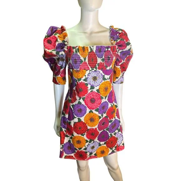 La DoubleJ Made In Italy Mini Sexy Dress Floral Print Spring Summer Size M EUC - Picture 1 of 6